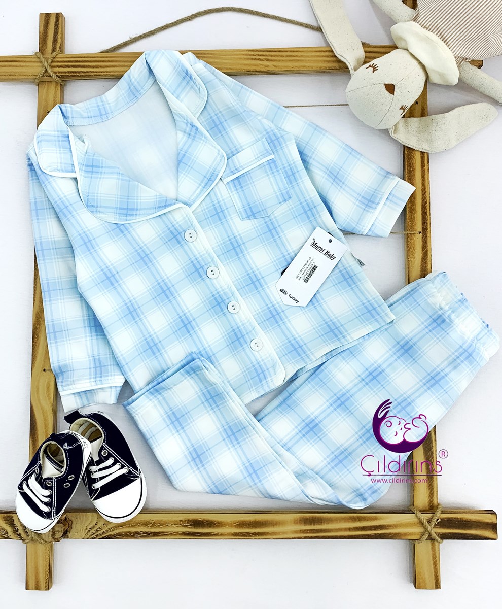 Miniapple Büyük Yaş Ekoseli Cepli Düğmeli 2’li Çocuk Pijama Takımı - KIRMIZI