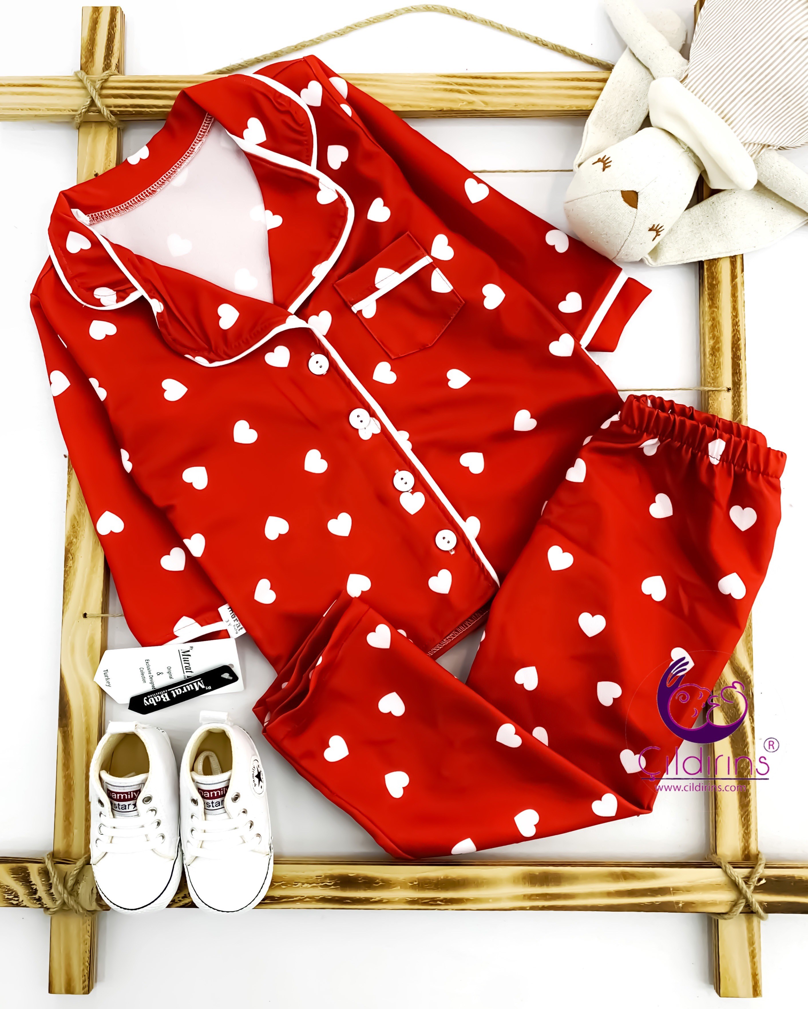 Miniapple Büyük Yaş Kalp Desenli Düğmeli 2’li Çocuk Pijaması - LACİVERT