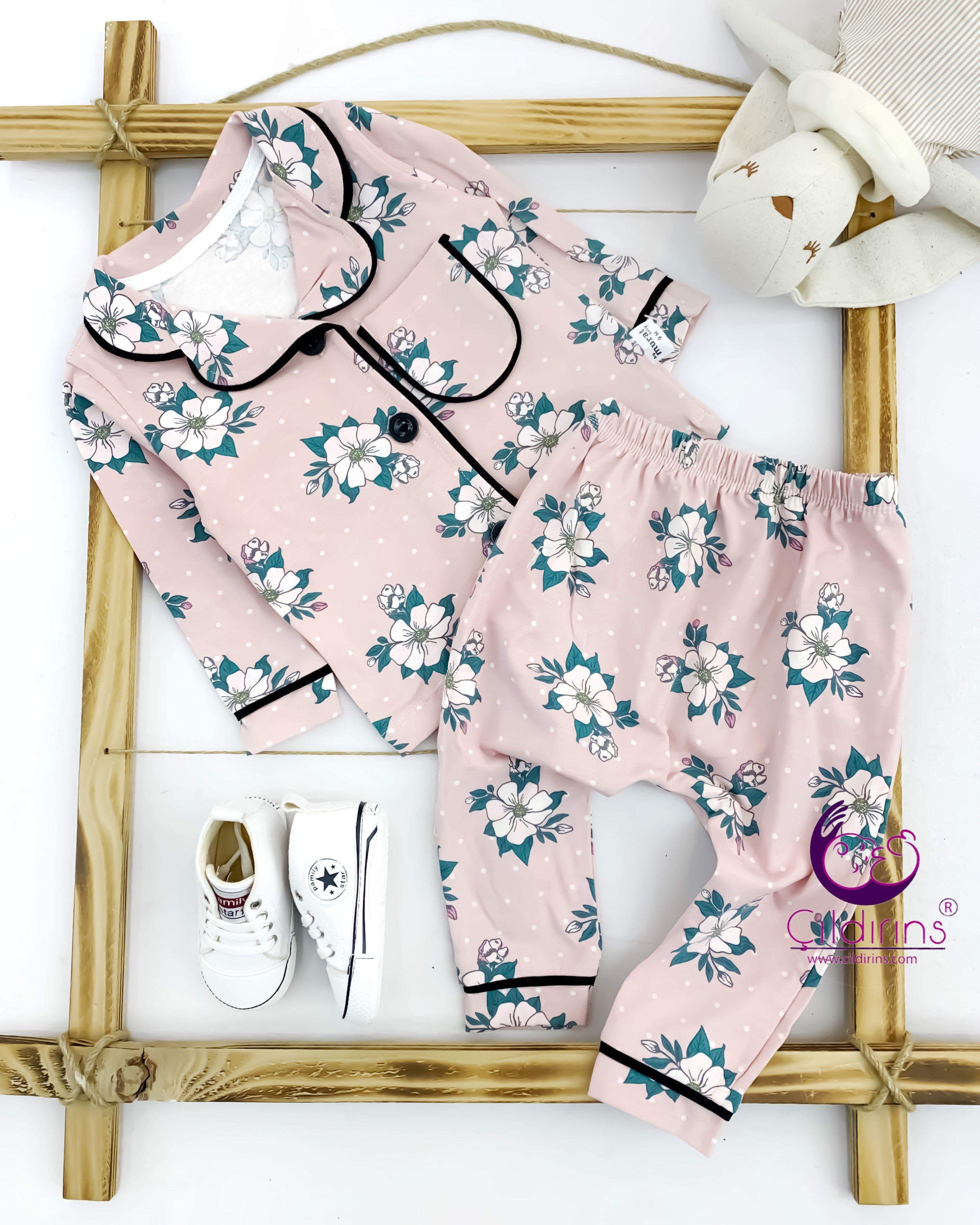 Miniapple Orkide Baskılı 2’li Bebek Pijama Takımı - LİLA