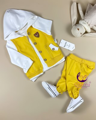 Miniapple Sahte Yelekli Fashion Armalı Kapüşonlu 2’li Bebek Takımı  - KAHVERENGİ