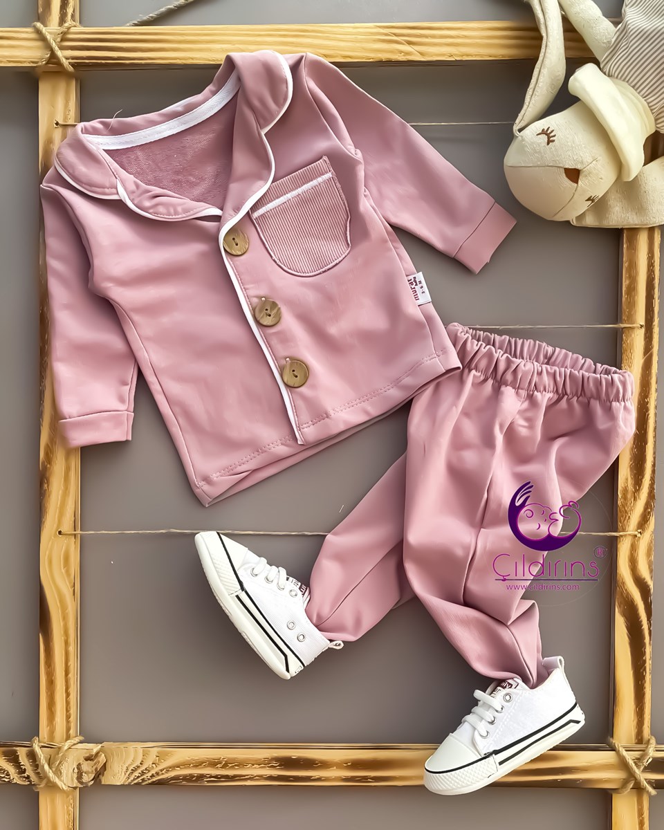 Miniapple Düğmeli Cepli 2’li Bebek Pijama Takımı - SOMON
