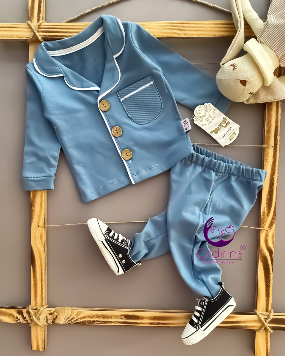 Miniapple Düğmeli Cepli 2’li Bebek Pijama Takımı - LİLA