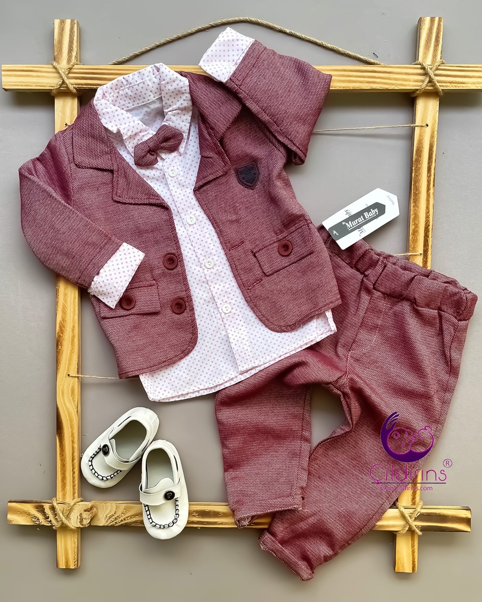 Miniapple Papyonlu Gömlekli Armalı Bebek Takım Elbisesi - YEŞİL