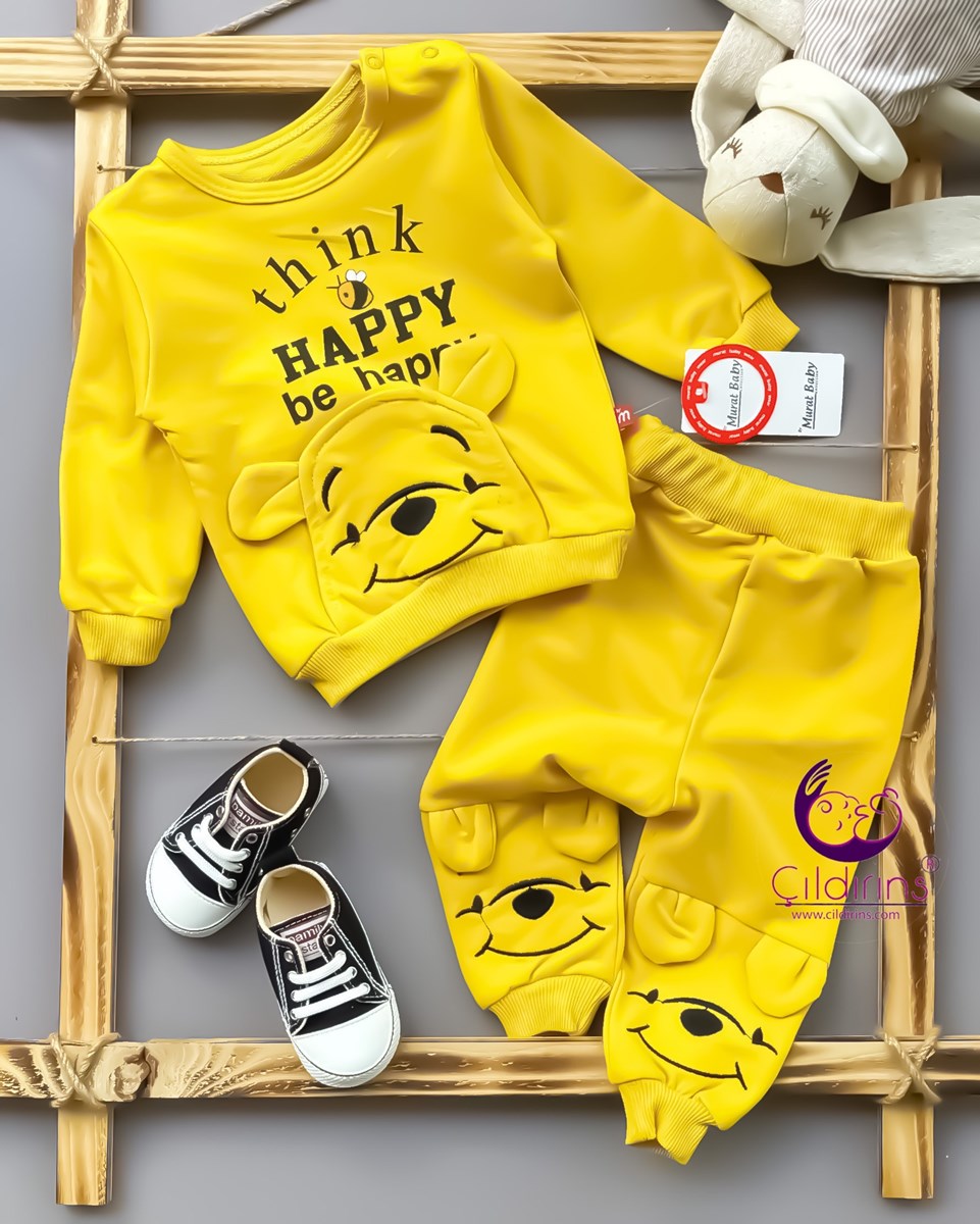 Miniapple Think Happy Ayıcık Nakışlı 2’li Bebek Takımı - HARDAL