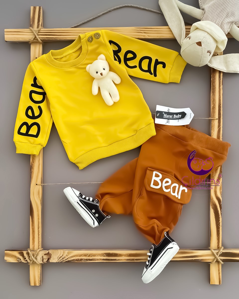 Miniapple Oyuncaklı Kolları Bear Yazılı 2’li Bebek Takımı - YEŞİL