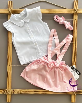 Miniapple Yazlık Kız Gömlekli Askılı Etekli 2’li Bebek Takımı - SOMON