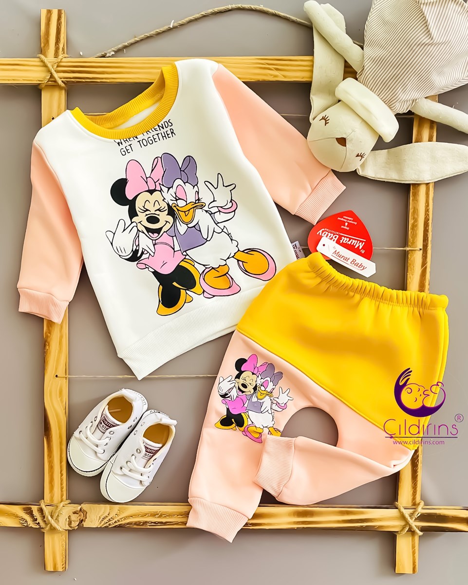 Miniapple 3 İplik Daisy Duck & Minnie Baskılı 2’li Bebek Takımı - SOMON