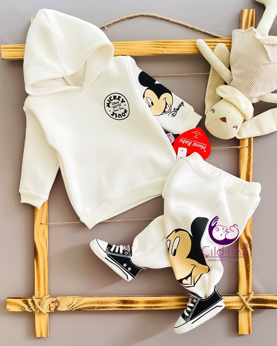 Miniapple Disney Mickey Mouse Baskılı 2’li Bebek Takımı - SARI