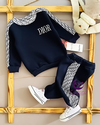 Miniapple 3 İplik Dior Nakışlı 2’li Bebek Takımı - HARDAL