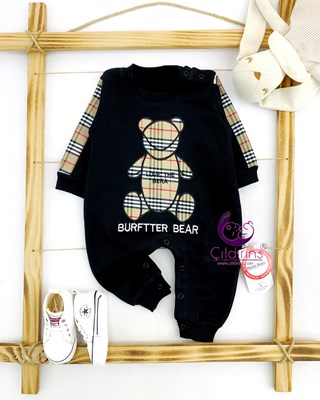 Miniapple Burftter Bear Ayıcık Nakışlı Alttan Çıtçıtlı Bebek Tulumu - KIRMIZI