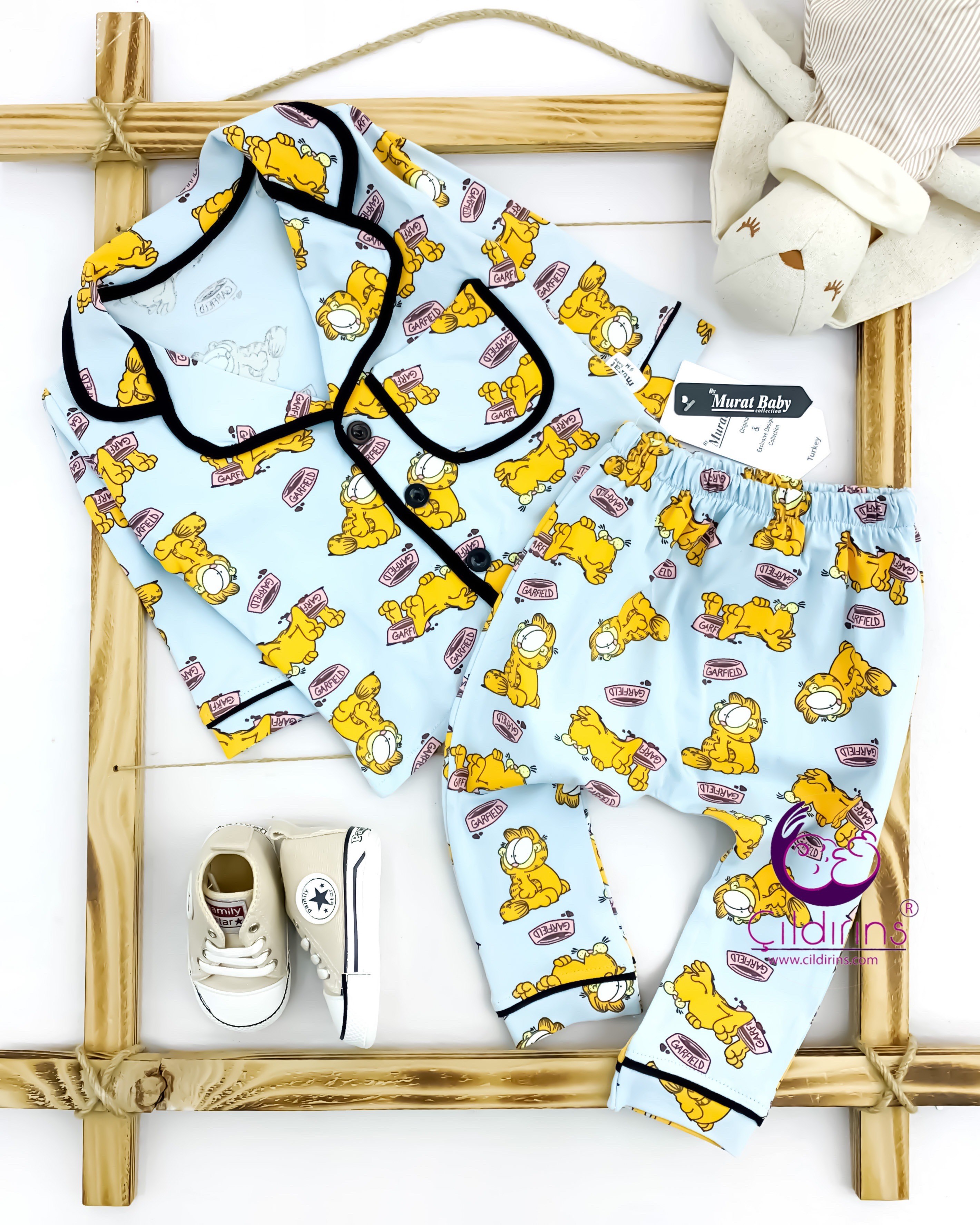 Miniapple Garfield Baskılı 2’li Bebek Pijama Takımı - MAVİ