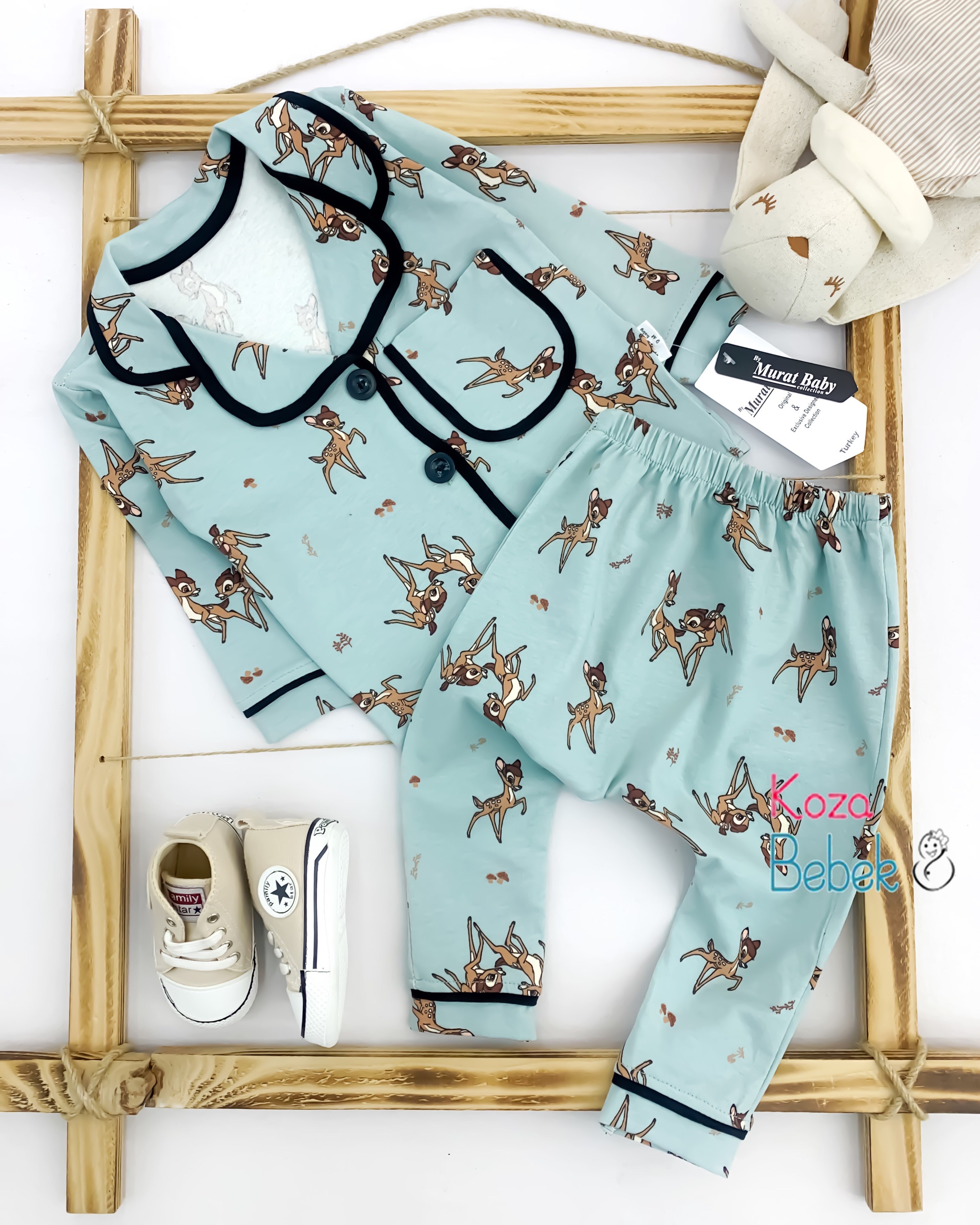 Miniapple Geyik Baskılı 2’li Bebek Pijama Takımı