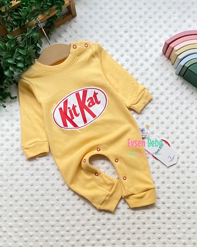 Miniapple KittKatt Baskılı Alttan Çıtçıtlı Bebek Tulumu