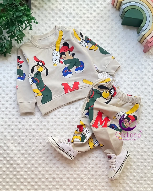 Miniapple Baseball Miki Baskılı 2’li Bebek Takımı - LACİVERT