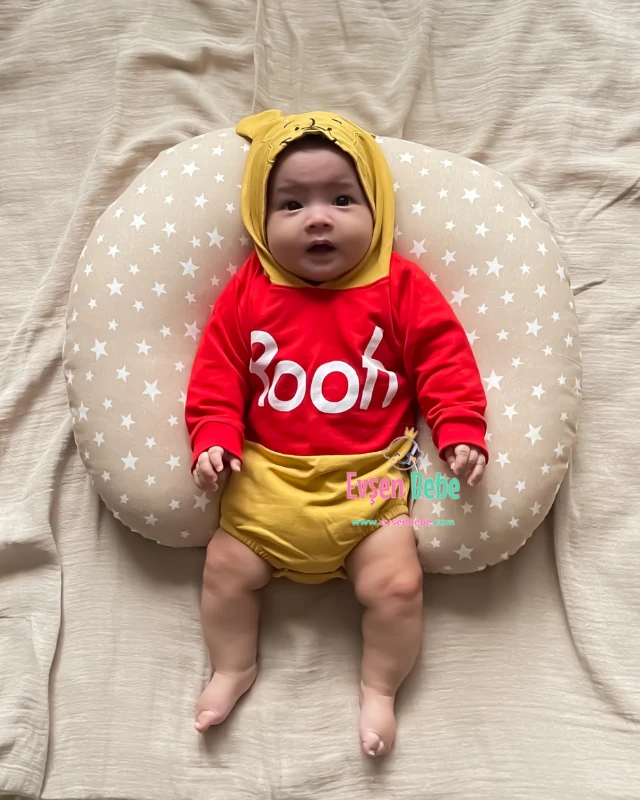 Miniapple Pooh Nakışlı Kapüşonlu Bebek Sweati