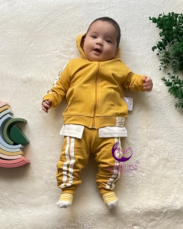 Miniapple Spor Kendinden Badili Kapüşonlu Fermuarlı 2’li Bebek Takımı - LACİVERT