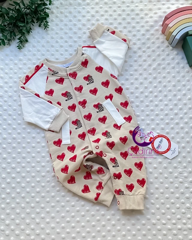 Miniapple Kalpli Moşino Çıtçıtlı Bebek Tulumu