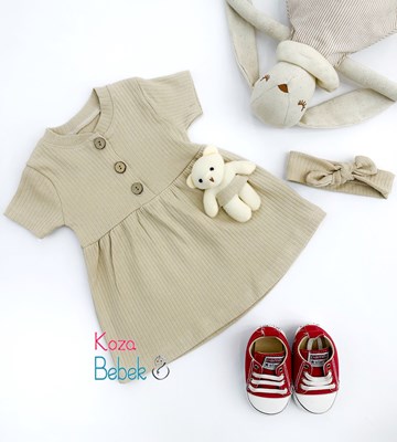 Miniapple Yazlık Oyuncak Ayıcıklı Fitilli Kumaş Bebek Elbisesi