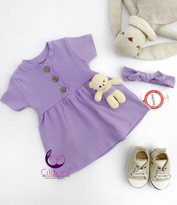 Miniapple Yazlık Oyuncak Ayıcıklı Fitilli Kumaş Bebek Elbisesi - KREM