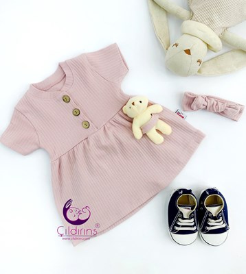 Miniapple Yazlık Oyuncak Ayıcıklı Fitilli Kumaş Bebek Elbisesi - LİLA