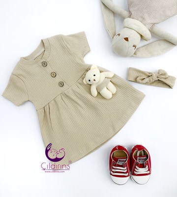 Miniapple Yazlık Oyuncak Ayıcıklı Fitilli Kumaş Bebek Elbisesi - SOMON