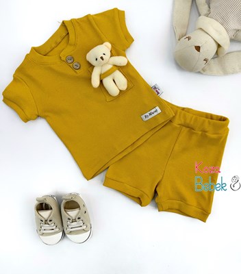 Miniapple Yazlık Cebi Oyuncak Ayıcıklı Fitilli Kumaş 2’li Bebek Takımı