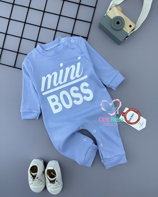 Miniapple Miniboss Baskılı Alttan ve Omuzdan Çıtçıtlı Bebek Tulumu