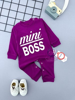Miniapple Miniboss Baskılı Alttan ve Omuzdan Çıtçıtlı Bebek Tulumu - BEBE MAVİSİ
