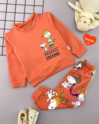 Miniapple Büyük Yaş Peanuts Friends Baskılı Omuzdan Çıtçıtlı 2’li Çocuk Takımı - FÜME