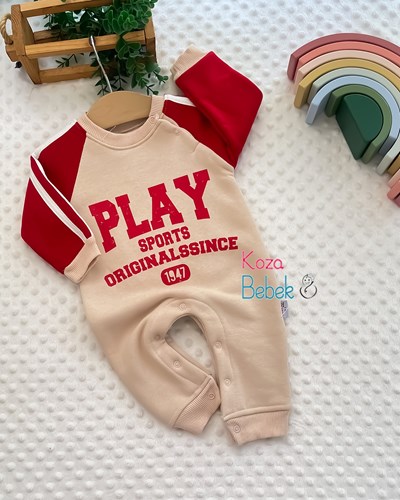 Miniapple 3 İplik Play Baskılı Alttan Çıtçıtlı Bebek Tulumu