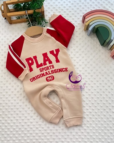Miniapple 3 İplik Play Baskılı Alttan Çıtçıtlı Bebek Tulumu - YEŞİL