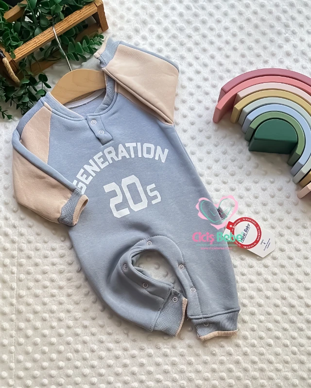 Miniapple 3 İplik Generation 20s Baskılı Alttan Çıtçıtlı Bebek Tulumu