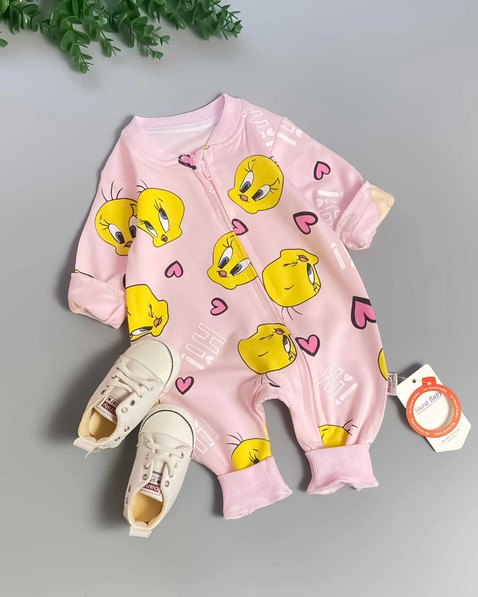 Miniapple Hi Tiviti Baskılı Fermuarlı Bebek Tulumu