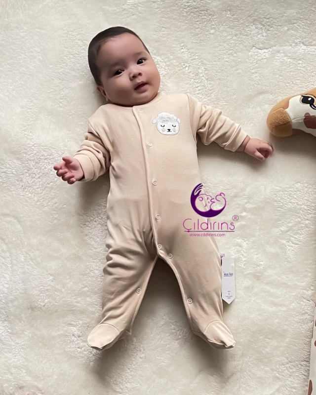 Miniapple Kuzu Armalı Çıtçıtlı Kendinden Patikli Bebek Tulumu