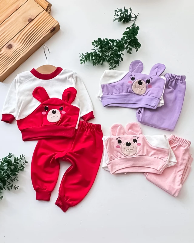 Sevimli Ayıcık Nakışlı 2’li Bebek Takım