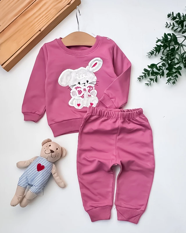 Pccl Pullu Tavşan Nakışlı 2’li Bebek Takım