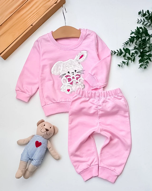 Pccl Pullu Tavşan Nakışlı 2’li Bebek Takım