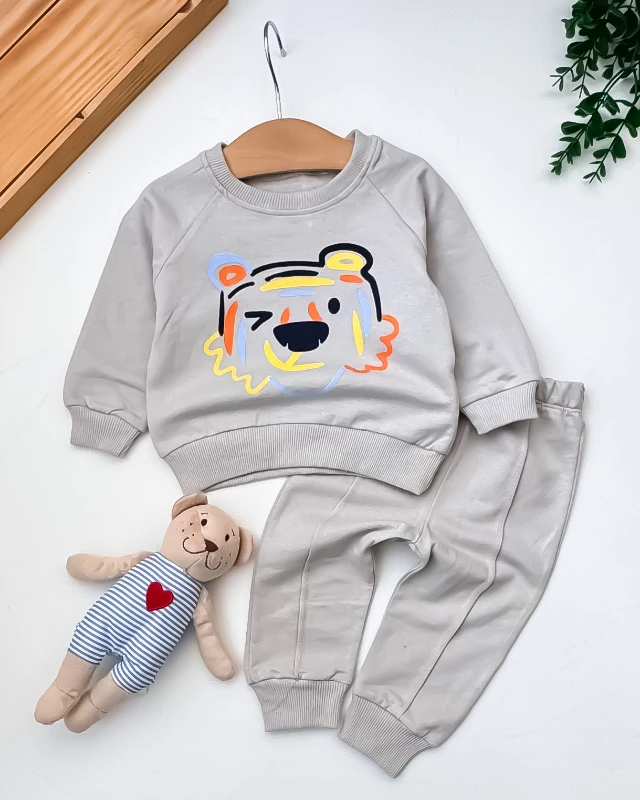 Pccl Renkli Ayıcık Baskılı 2’li Bebek Takım