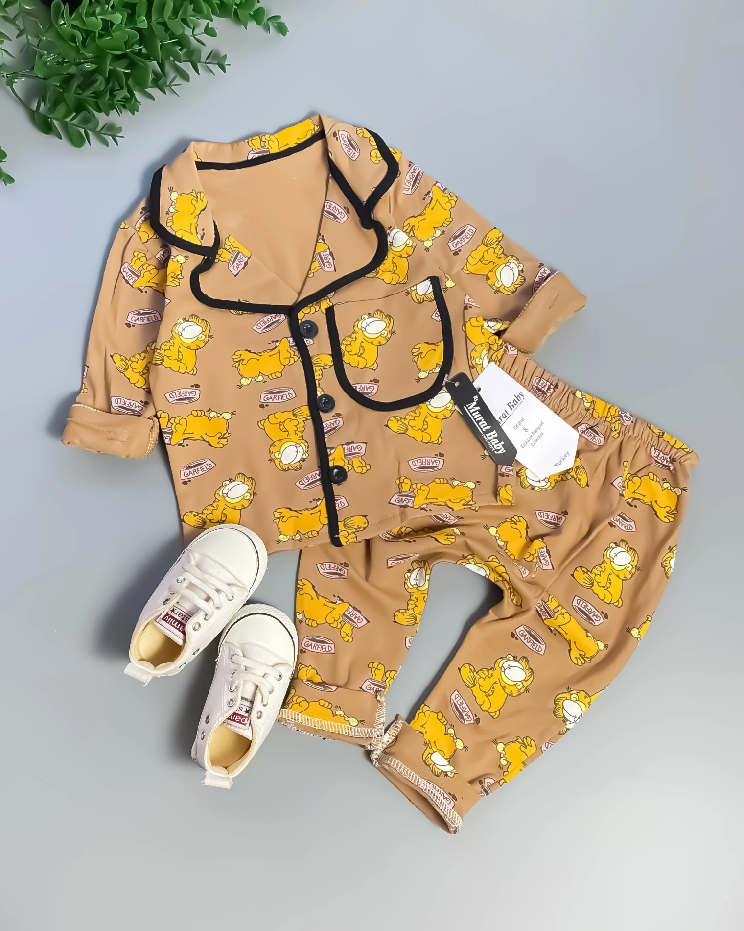 Miniapple Garffieldd Baskılı 2’li Bebek Pijama Takımı - KAHVERENGİ
