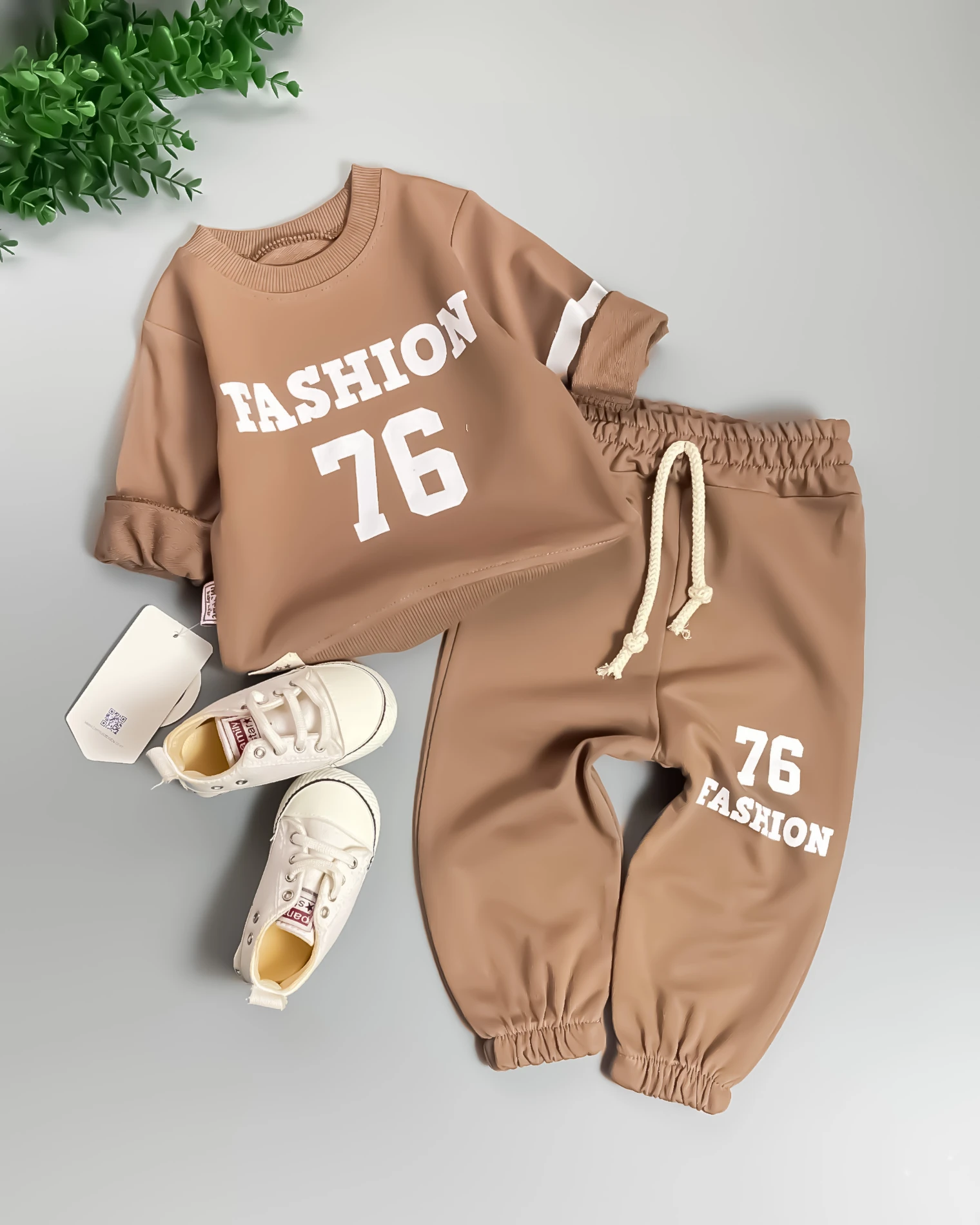 Miniapple Fashion 76 Baskılı 2’li Bebek Takımı - KAHVERENGİ