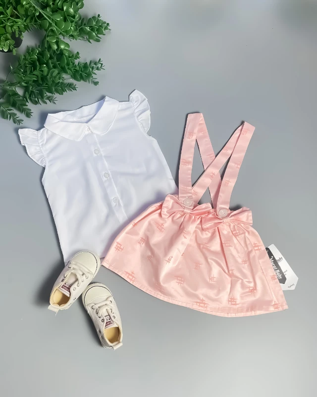 Miniapple Yazlık Kız Gömlekli Askılı Etekli 2’li Bebek Takımı - SOMON