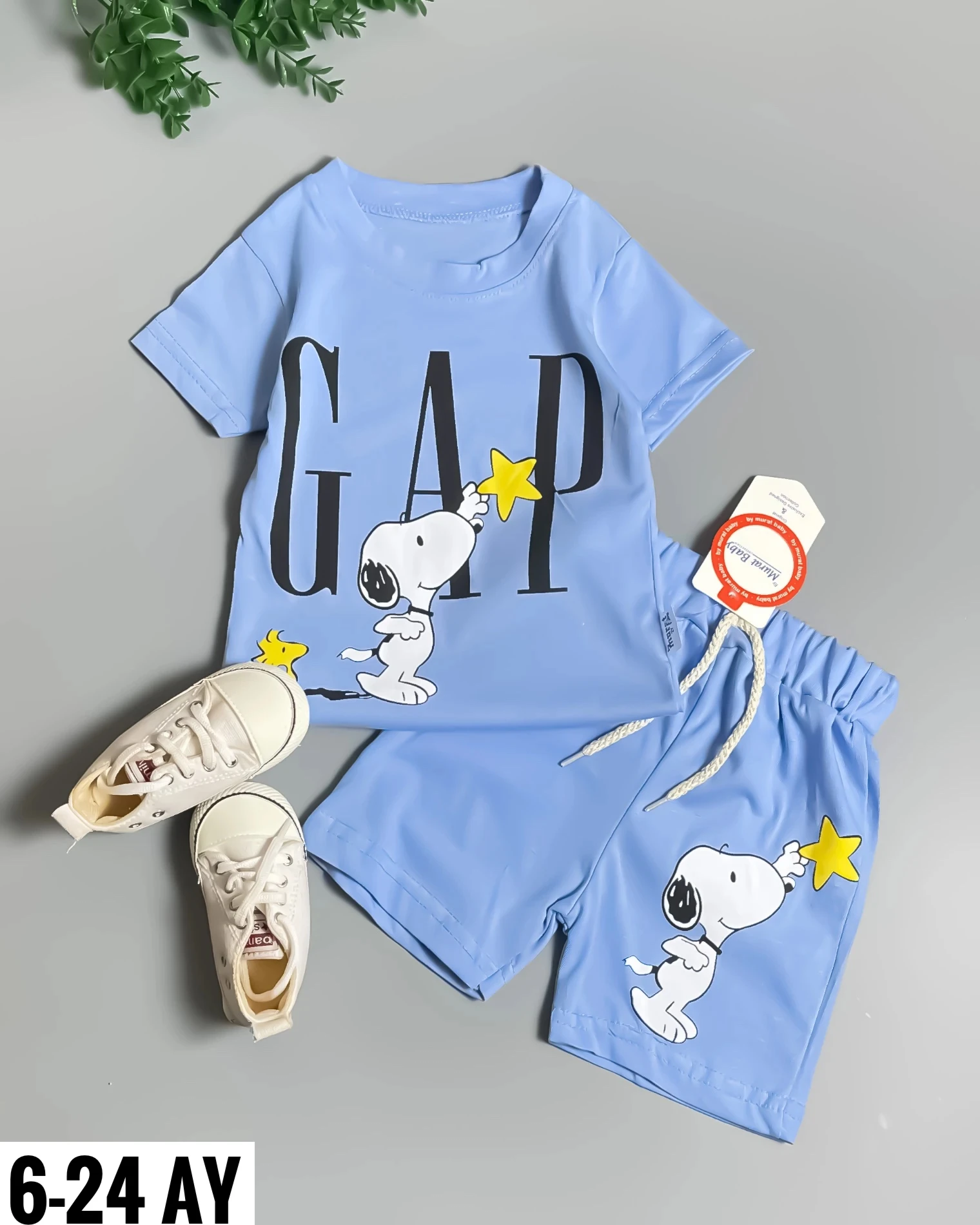 Miniapple Yazlık Gapp Snopp Baskılı 2’li Bebek Takımı - MAVİ