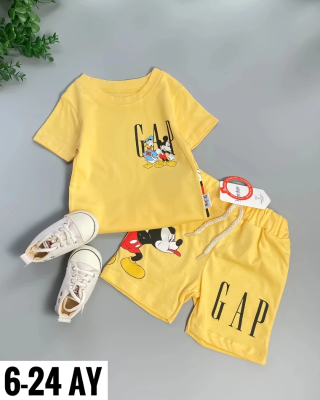 Miniapple Yazlık  Gapp Duck ve Miki Baskılı 2’li Bebek Takımı - HAKİ