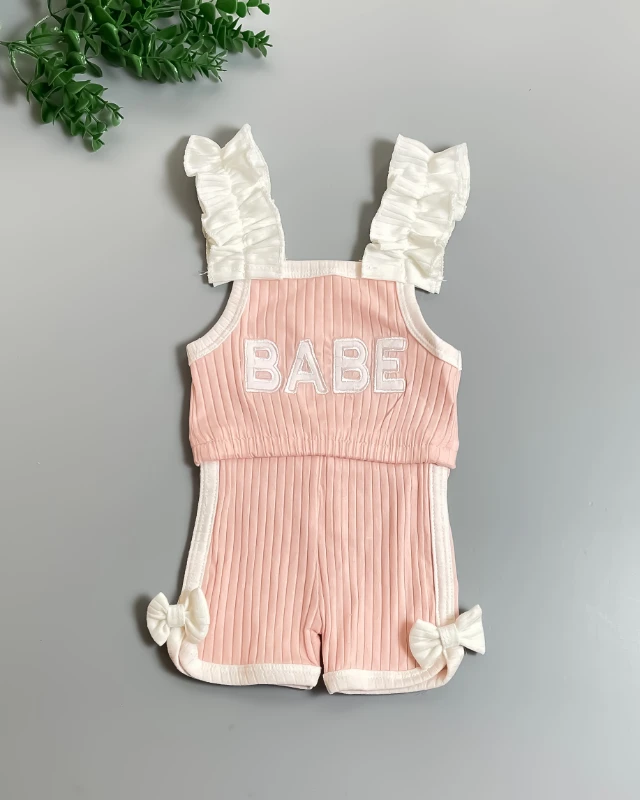 Miniapple Yazlık Babe Nakışlı Kolları Fırfırlı 2’li Bebek Takımı - SOMON