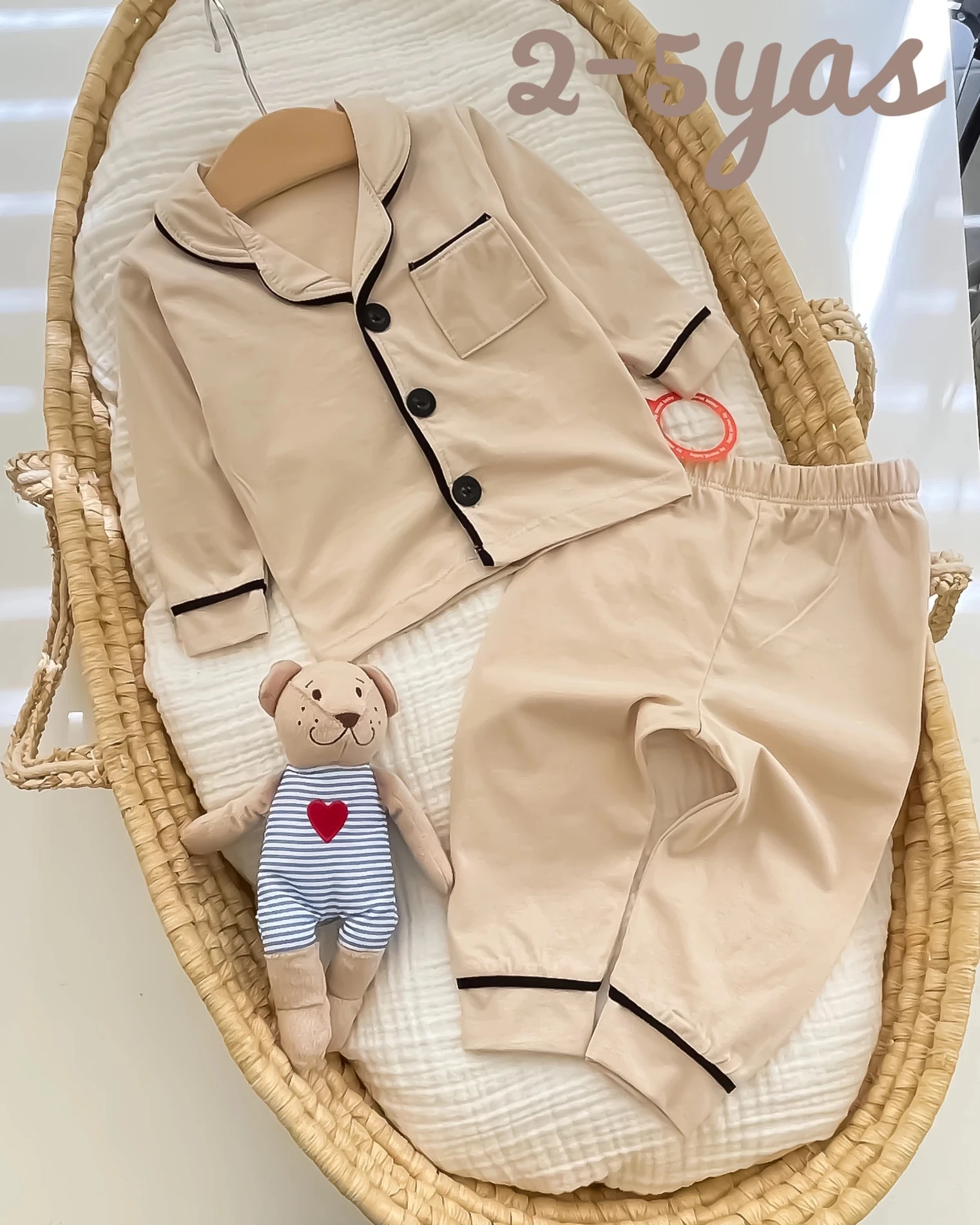 Miniapple Büyük Yaş Yakalı Düz Renk 2’li Çocuk Pijama Takımı
