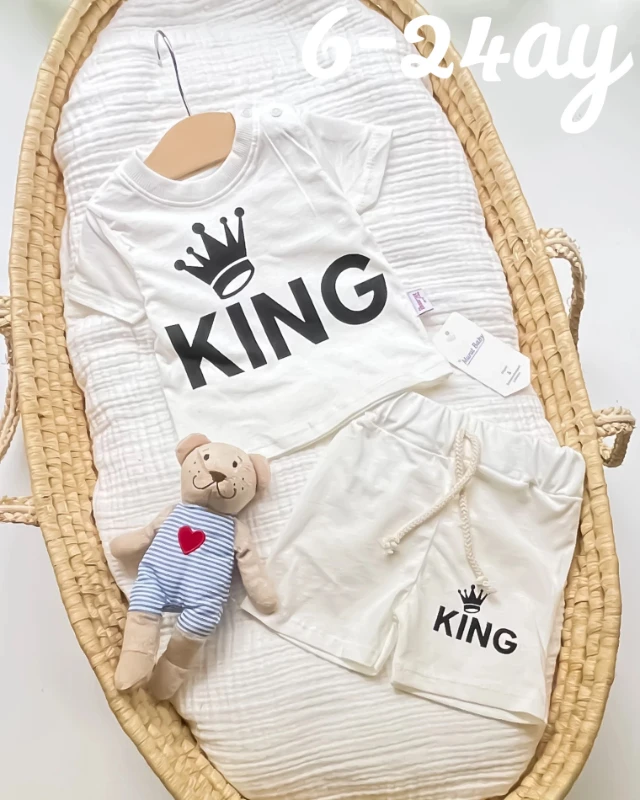 Miniapple Yazlık King Baskılı 2’li Bebek Takımı