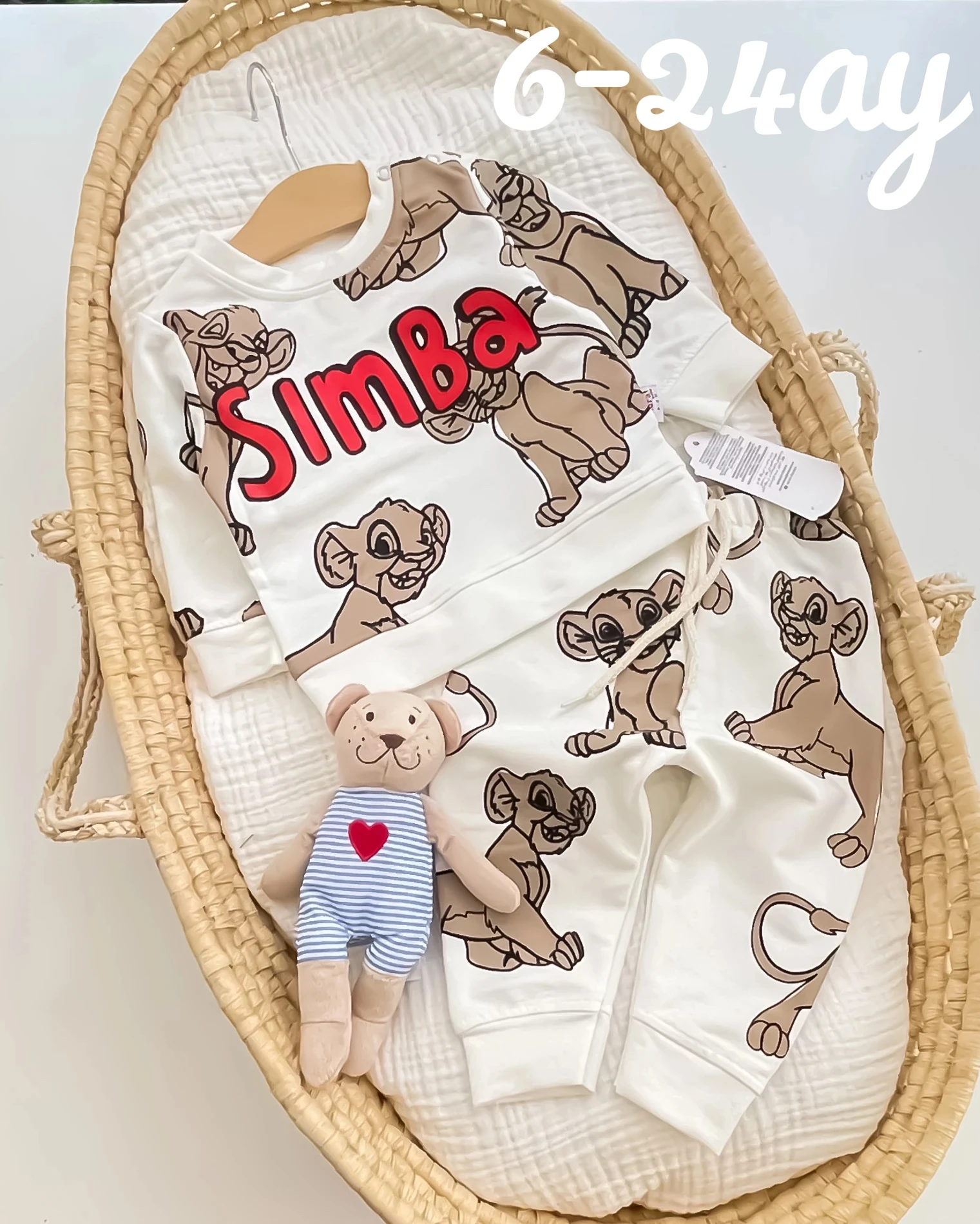 Miniapple Simba Aslan Baskılı 2’li Bebek Takımı