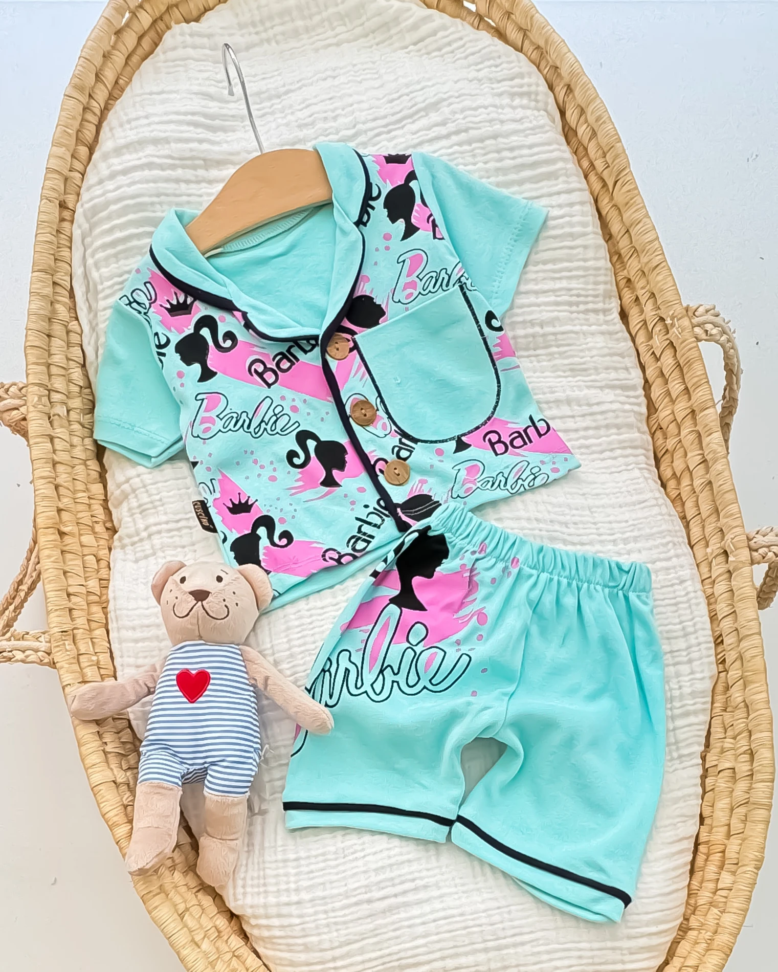 Cuscino Yazlık Barbii Baskılı 2’li Pijama Takımı