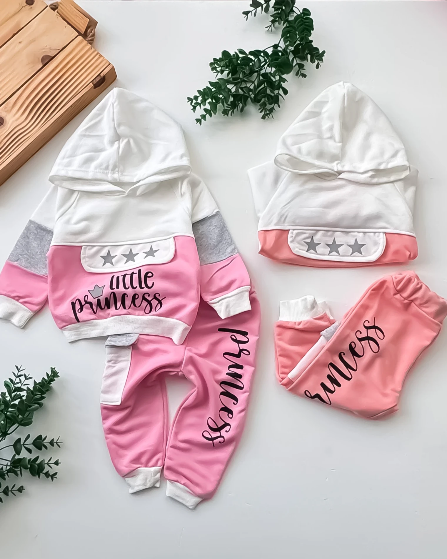 Ecra Little Princess Kapüşonlu Önden Cepli 2’li Bebek Takım