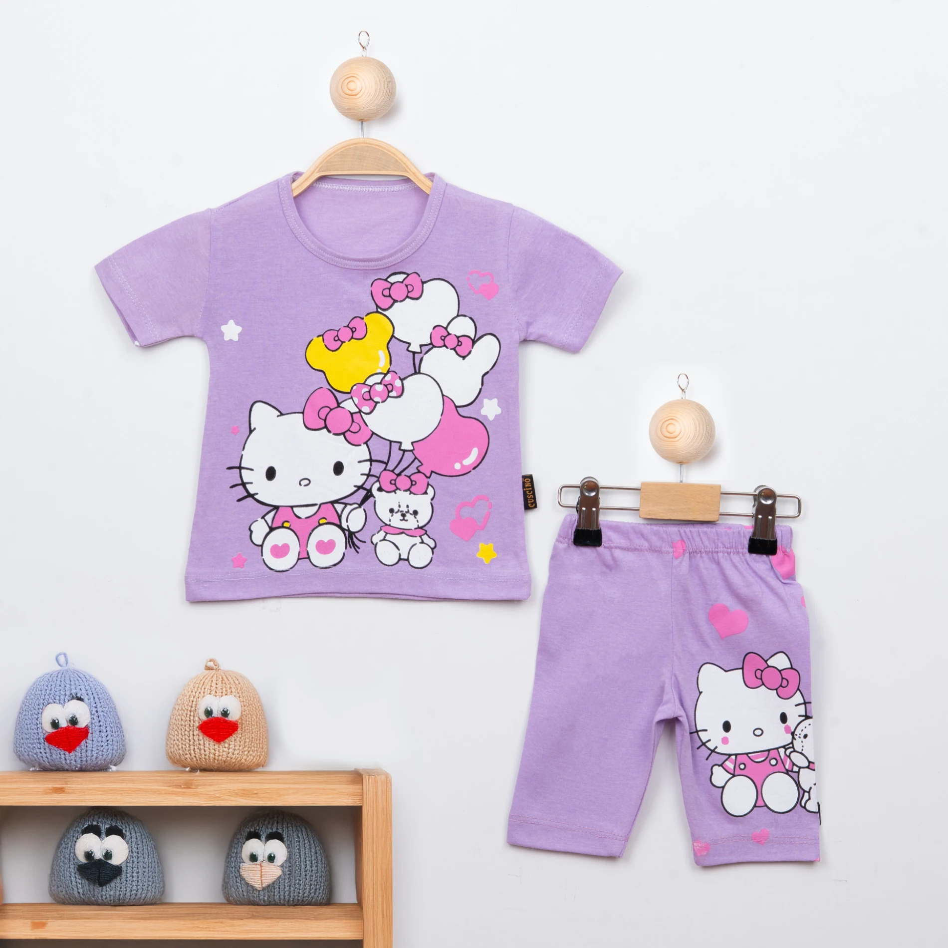Cuscino Yazlık Fiyonklu Helo Kity Baskılı 2’li Bebek Takım